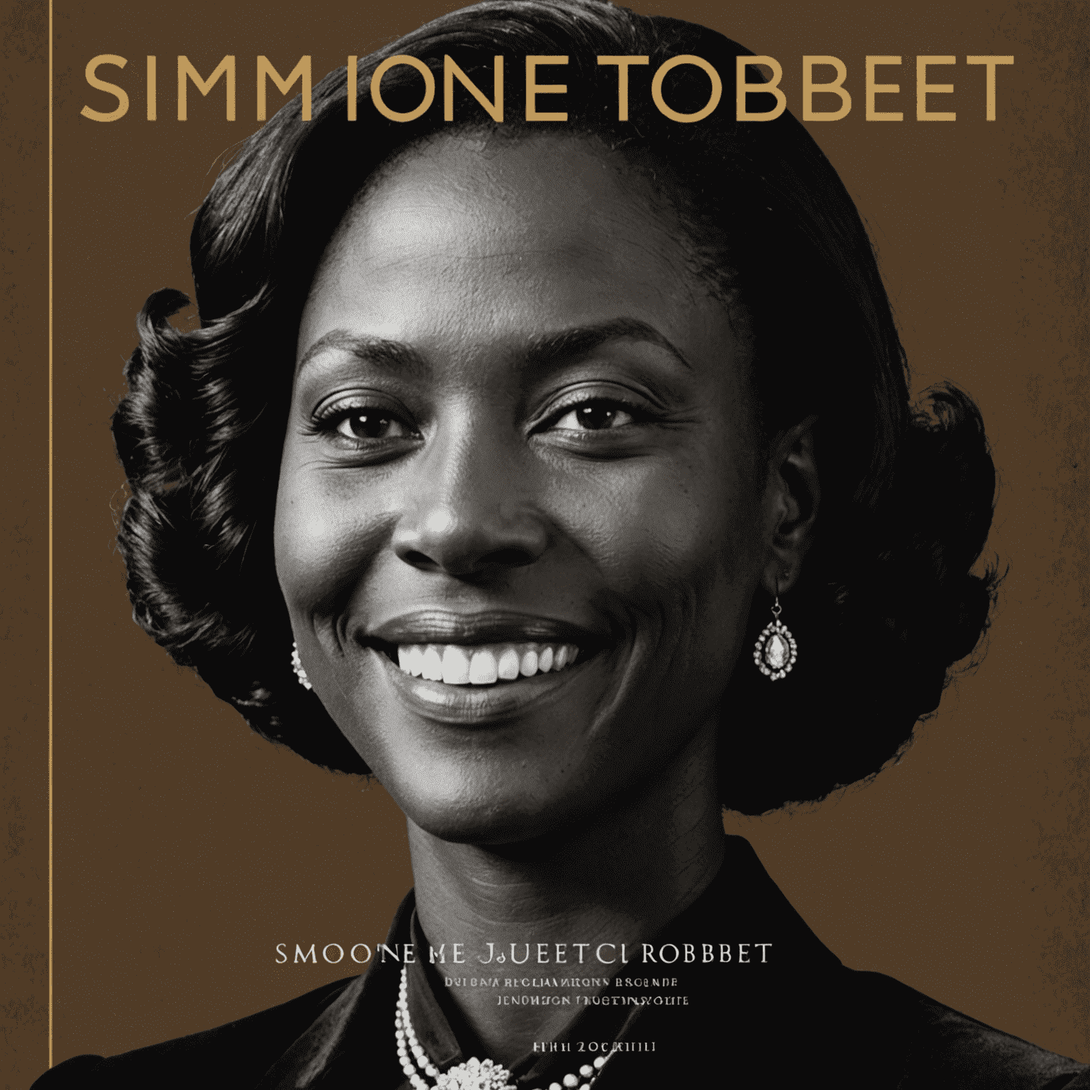 Imagem da capa do livro autobiográfico de Simone Tebet. A capa apresenta uma foto em preto e branco de Simone Tebet sorrindo, vestida formalmente. O título do livro está em letras douradas sobre um fundo marrom escuro.